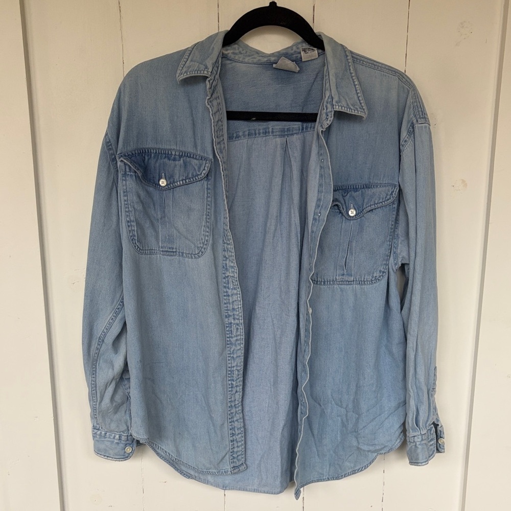 Vintage Light Blue Denim Button-Down Shirt